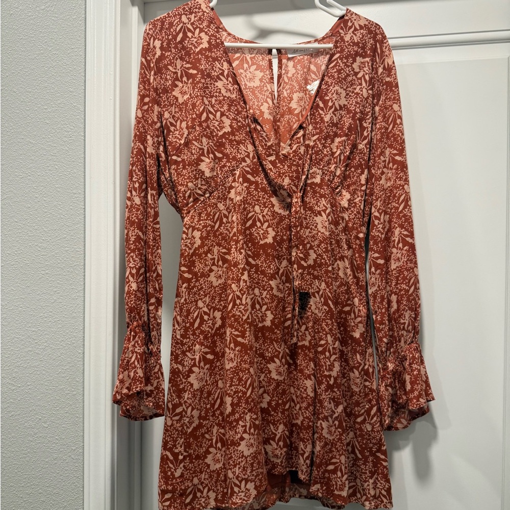 All in Favor Terracotta Floral Dress
